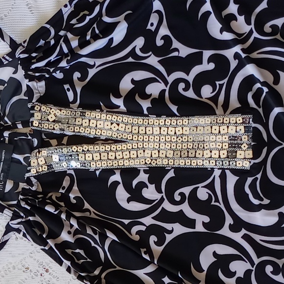 INC International Concepts Petite Sequin Embellished Halter Top Size P Blk/White - Picture 6 of 11